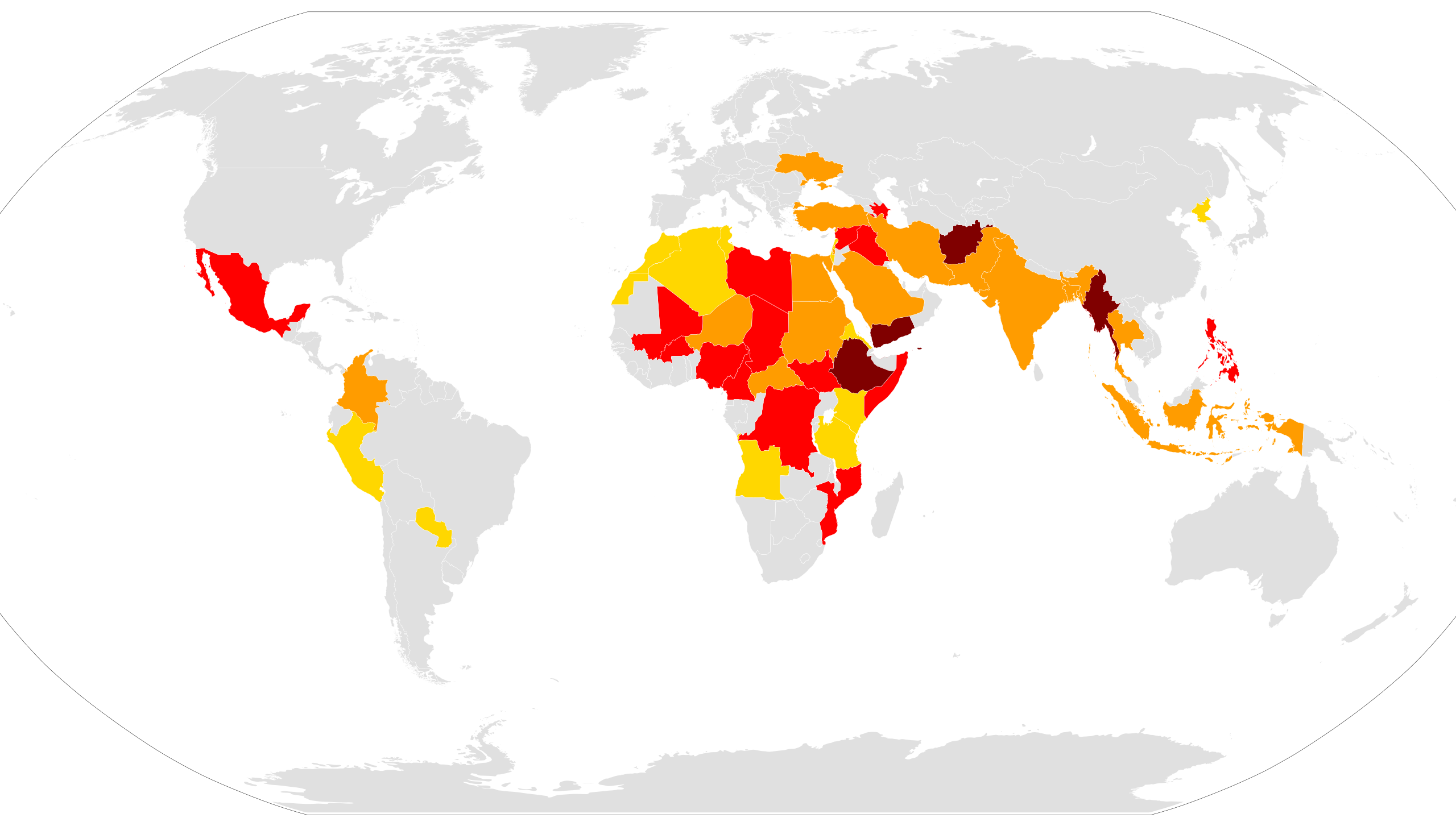 The list of wars as of Mar 2022